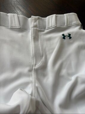 Under Armour Kids White Baseball Pants with Green Logo